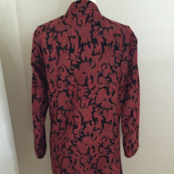 Chicos Brocade Long Jacket with Mandarin Collar - Picture 3 of 8